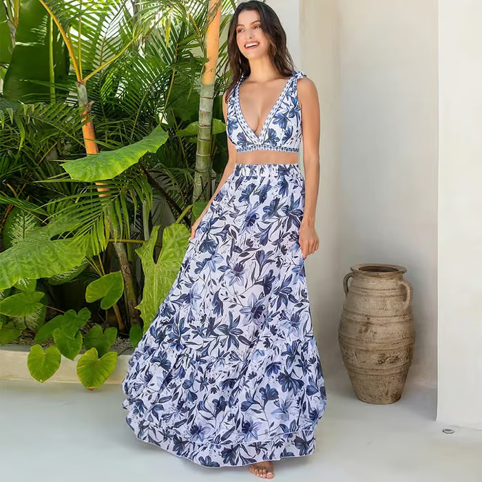 Trishia - Traje de baño reversible con hombros anudados