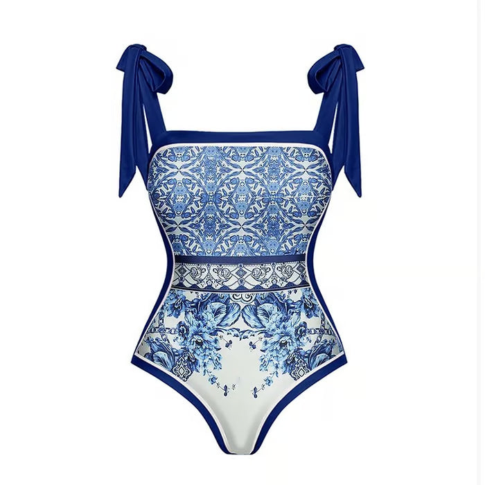 Jenna - Conjunto de una pieza azul y blanco